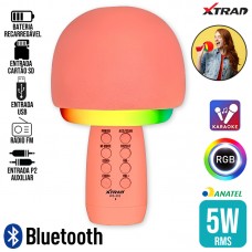 Microfone Caixa de Som Bluetooth 5W RGB WS-602 Xtrad - Rosa